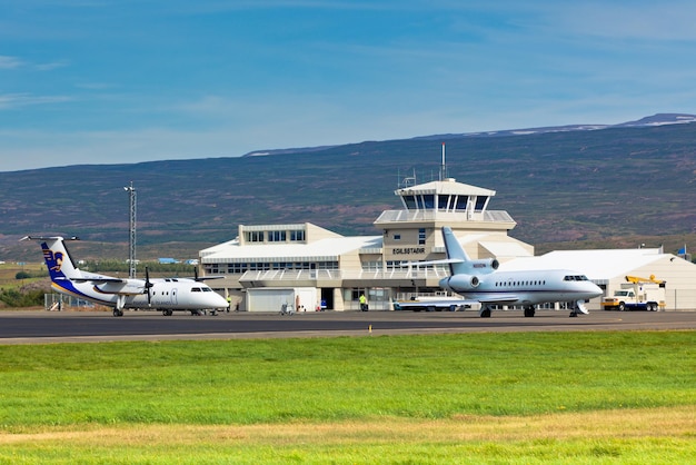 北アイスランドのエイイルススタディルにある小さなローカル空港