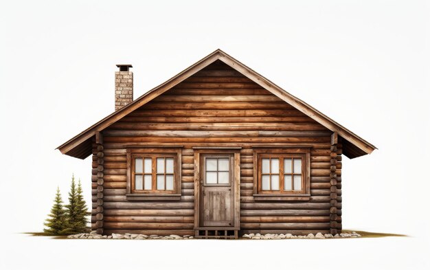 Photo small log cabin with porch and steps