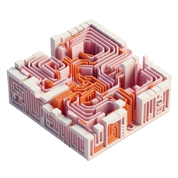 Small maze in 3D style trending color palette with Generative AI