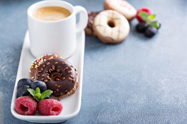 Small mini donuts and coffee