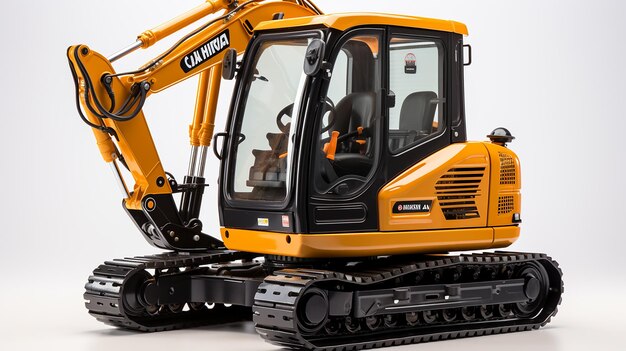 Small or mini excavator with clipping path isolated on white background Construction equipment