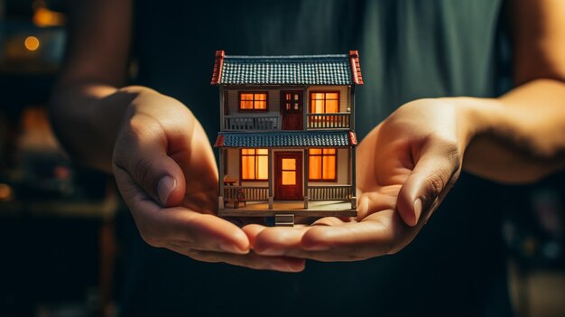 small miniature house in hand