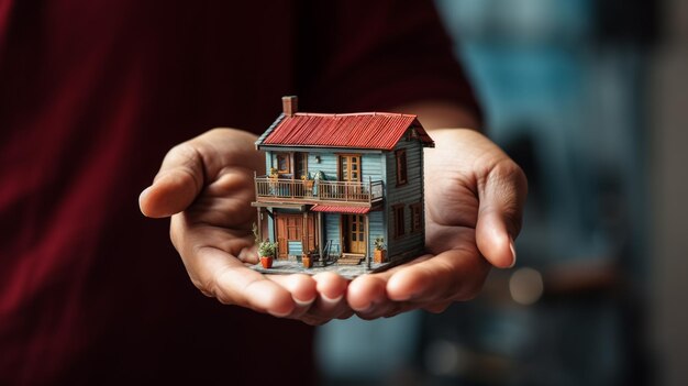 small miniature house in hand