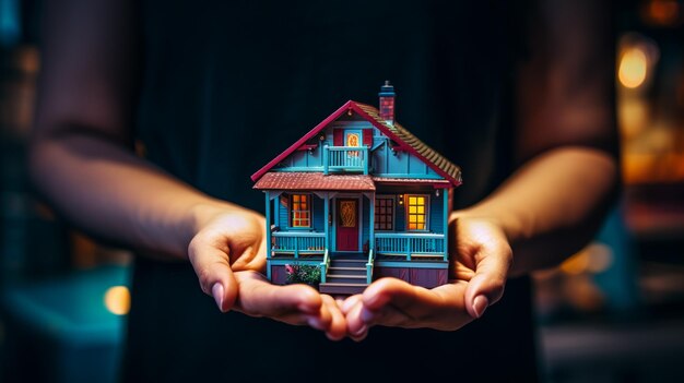 small miniature house in hand