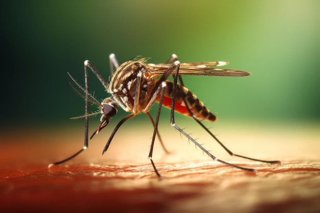 a small mosquito on a human arm