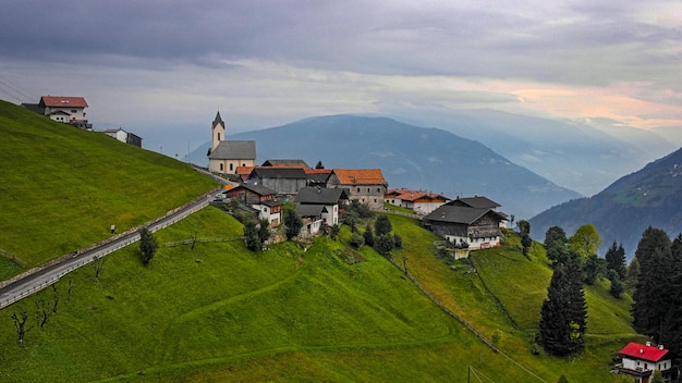 Small mountain village in the italian alps