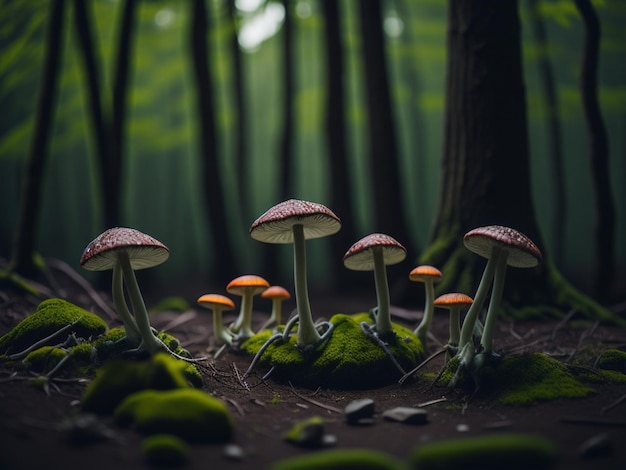 Photo small mushrooms background image