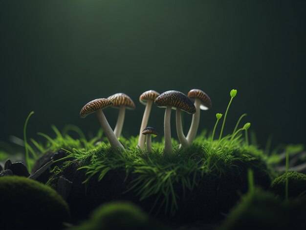 Photo small mushrooms background image