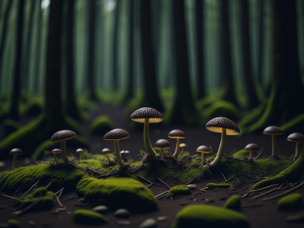 Photo small mushrooms background image