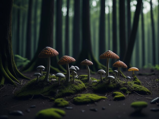 Photo small mushrooms background image