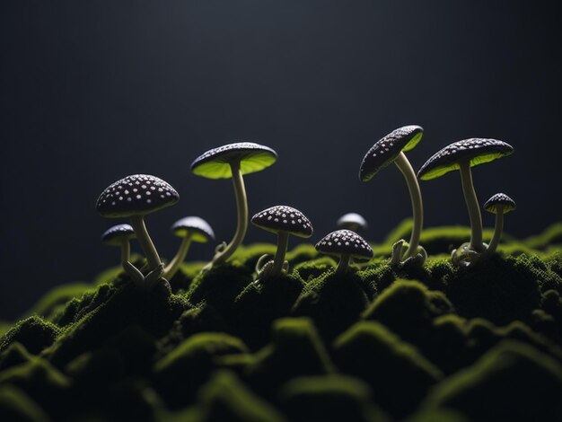 Photo small mushrooms background image