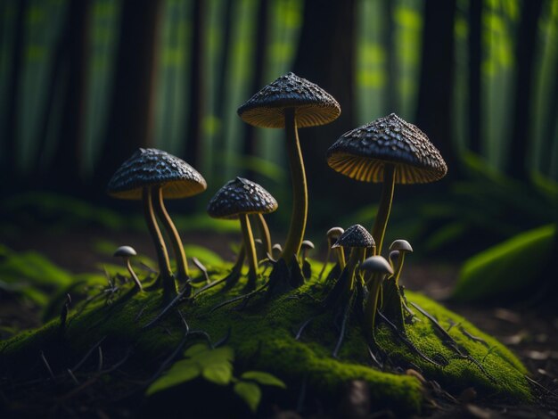 Photo small mushrooms background image