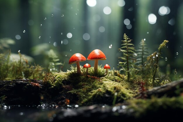 Small mushrooms macro nature forest