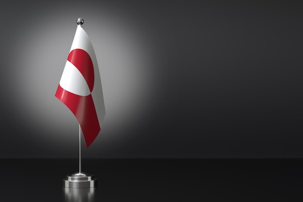 Small National Flag of the Greenland on a Black Background 3d Rendering