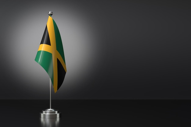 Small National Flag of the Jamaica on a Black Background 3d Rendering