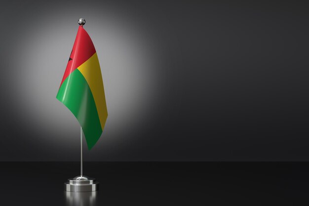 Foto piccola bandiera nazionale della repubblica di guinea-bissau su uno sfondo nero rendering 3d