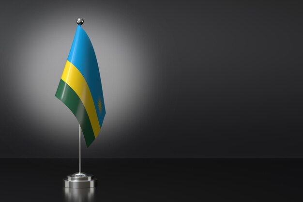 Small National Flag of the Republic of Rwanda on a Black Background 3d Rendering