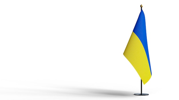 Small national flags of the Ukraine on white background with Clipping Path 3d render illustration