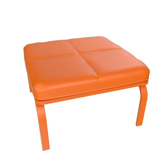 Photo a small orange ottoman with a square cushion.