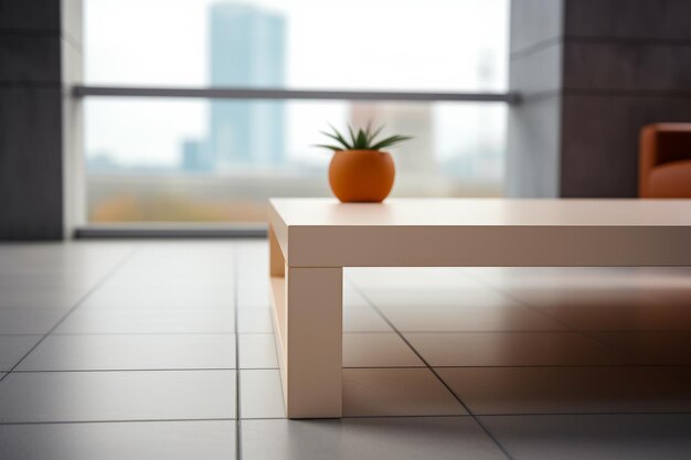 Small orange plant sitting on top of white table Generative AI