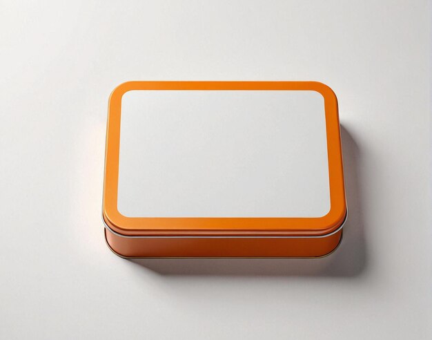 a small orange tin with a white lid