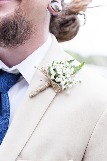 Small outdoor wedding in white and blue theme.