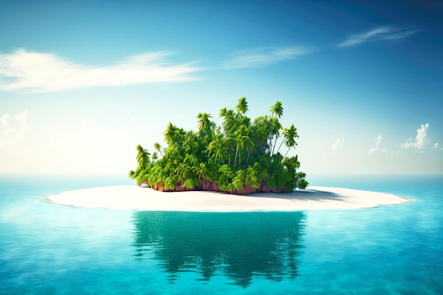 Small overgrown island on Maldives tropical island