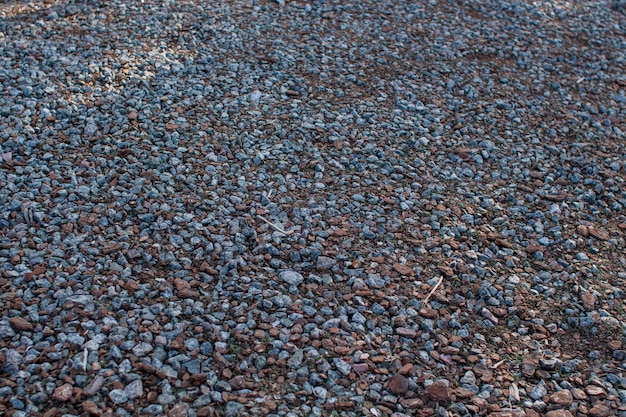 Small pebbles in the park on the ground