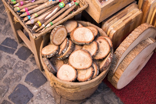 Small piece of cut wood logs