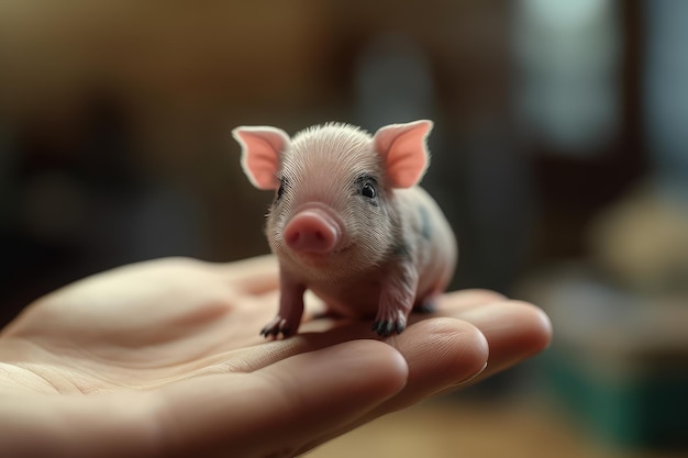 A small pig on a hand