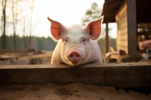 A Small pig standing in the farm