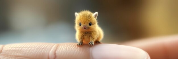 Photo a small pikachu sitting on top of a person finger ai generative