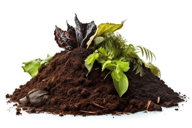 Small pile of compost on a white surface