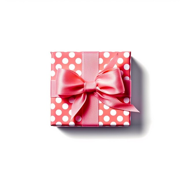 A small pink gift box with a pink bow on it