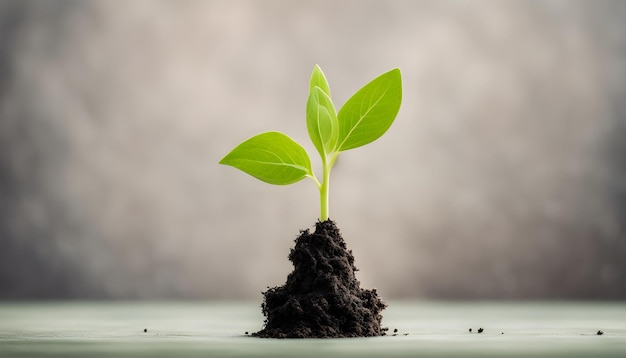 Photo a small plant growing in a pile of dirt