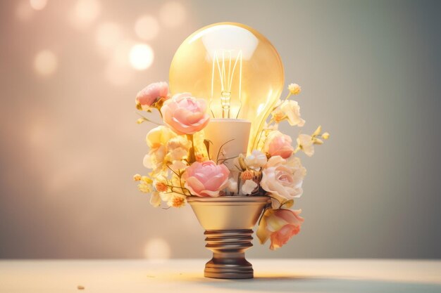 Photo small plant inside light bulb ecofriendly lightbulb in the forest energy saving ecology