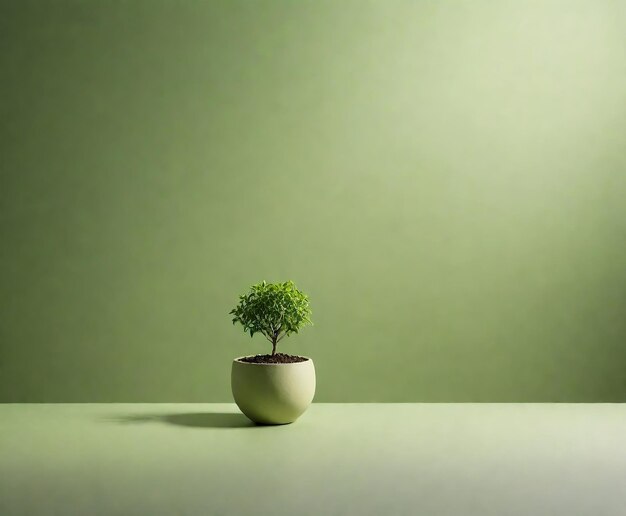 Foto una piccola pianta è in una pentola con un piccolo albero in cima