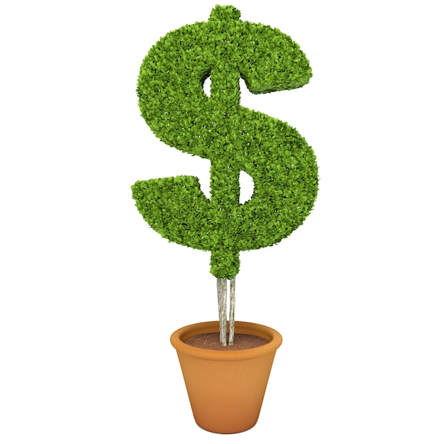 Photo a small plant in a pot shaped like a dollar sign