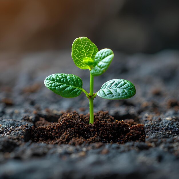 地面から飛び出した小さな植物