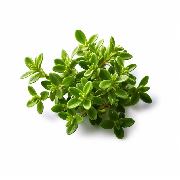 A small plant with green leaves on a white background