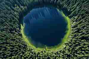 Photo a small pond with a man standing in the middle of it