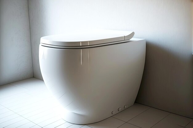 Photo small porcelain toilet bowl next to white wall