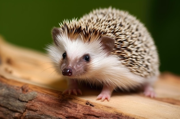 a small porcupine on a log