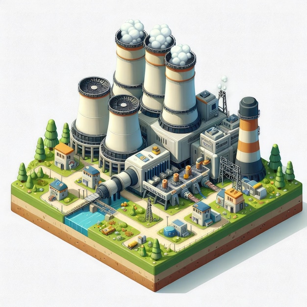 Photo a small power plant 3d game isometric