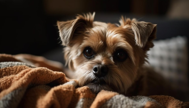 Small purebred terrier cute lap dog portrait generated by AI