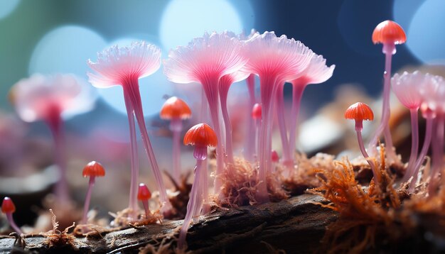 小さな紫色の花の頭は人工知能によって生成された未耕作の草原でいています