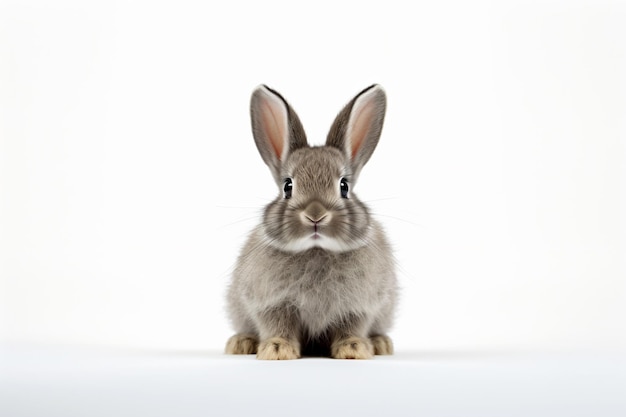 a small rabbit sitting on a white surface