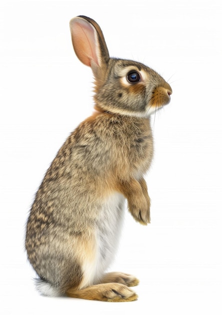 Photo small rabbit standing on hind legs