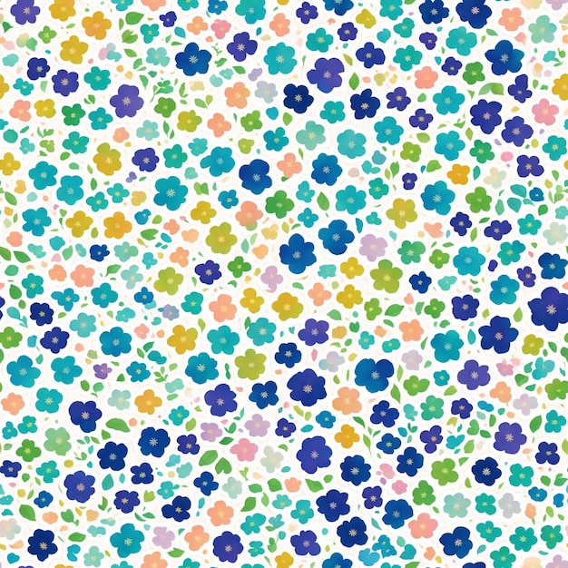 Small rainbow flowers tile seamless repeating pattern Generative AI