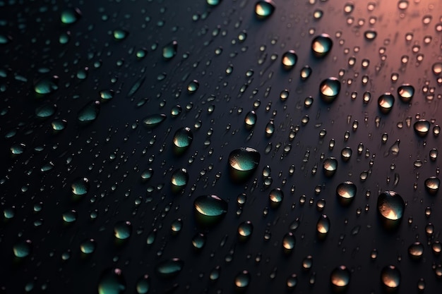 Small raindrops on gradient dark color background generative AI